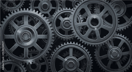 Mechanical Gears Monochrome Industrial Pattern
