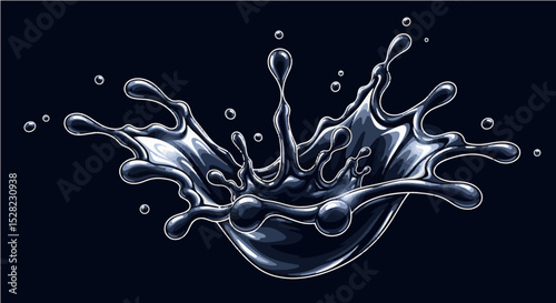 Dynamic Water Splash in Dark Background Digital Art
