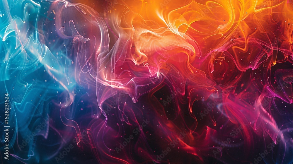 Obraz premium Aqua light trails dance across an abstract backdrop painting it with colorful luminescence