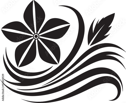 Ornate Black and White Flower Design silhouette
