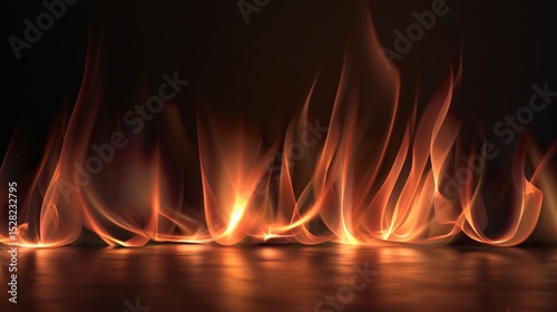 Flames flicker against a backdrop of darkness