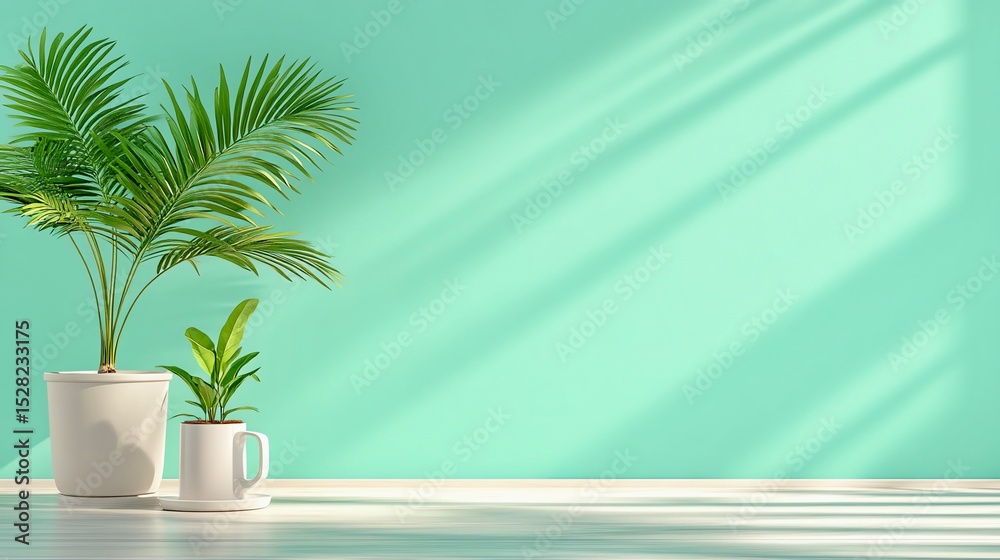 3D render: Pastel wall room with plant, highly aesthetic, perfect for content. 3D render: Pastel wall room with plant, highly aesthetic, perfect for content.