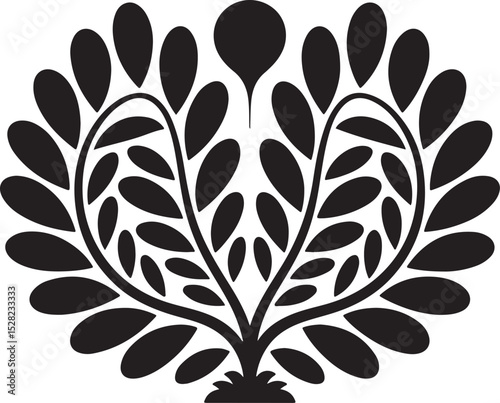 Ornate, symmetrical leaf design perfect for patterned backgrounds.