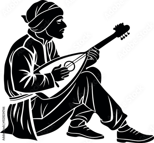 vector, man playing guitar.