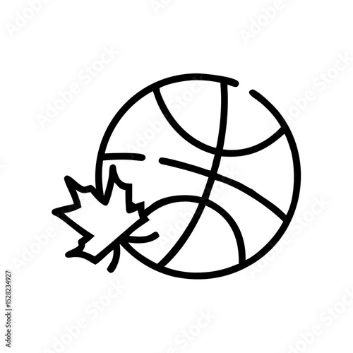 Basketball illustration with maple leaf, sporty style, graphic design
