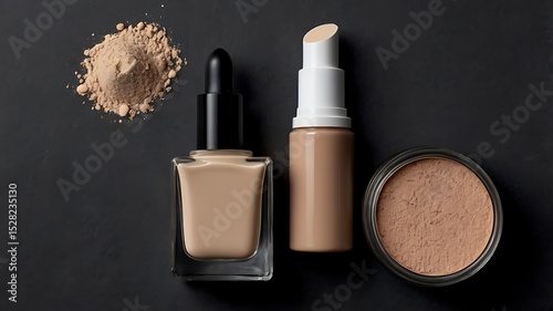 Makeup foundation collection liquid powder and stick