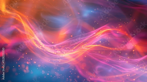 Peach light trails dance across an abstract backdrop painting it with colorful luminescence