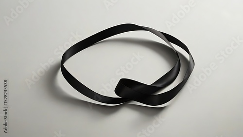 Elegant black satin ribbon loop on gray background