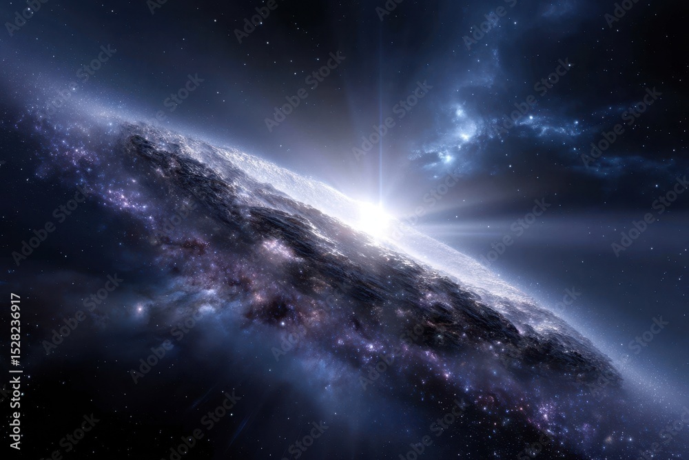 Fototapeta premium Mysterious galaxy emitting light in the vastness of space during cosmic phenomenon