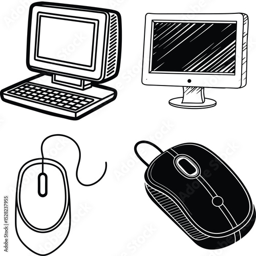 Black and white icons related to computers Office and Workplace, Manager, Office Chair Icons

