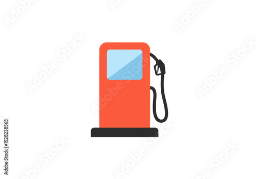 A simple illustration of an orange gas pump with a black nozzle on a white background space for text