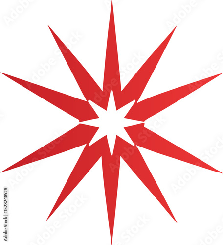 Red Starburst with Radial Points Graphic Design Element