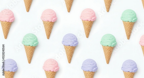 ice cream cones in pastel tones, perfectly outlined and repeated

