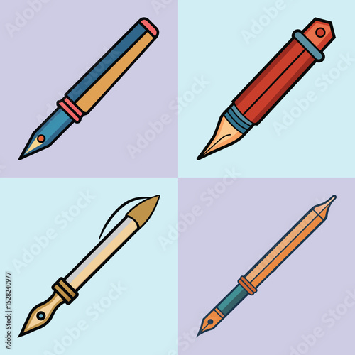 Calligraphy Pen Illustration Elegant Writing and Hand Lettering Vector Icon