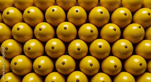 bright yellow fruits, seen from above, softly lit and rhythmically arranged
