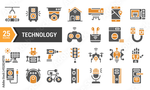 25 Two-Tone Technology Glyph Icons for Your Projects.
