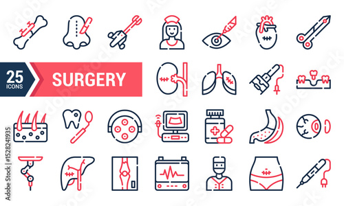 25 Line Icons for Medical and Surgery Design.