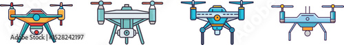 Drone Illustration Quad copter and Aerial Photography Vector Icon