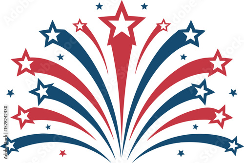 Patriotic Starburst Fireworks Display for July Fourth Holiday