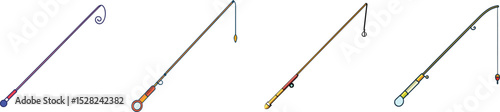 Fishing Rod Illustration Angler Equipment and Sport Fishing Vector Icon
