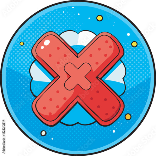 vector illustration of a blue background with a cross mark