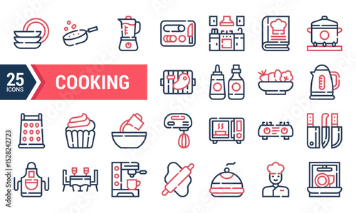 25 Line Icons for Cooking and Kitchen Design.