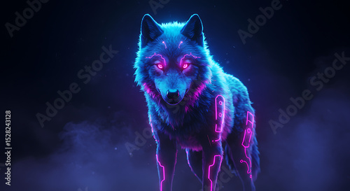 futuristic wolf or cybernetic wolf