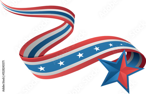 Patriotic American Ribbon Banner with Star Decoration