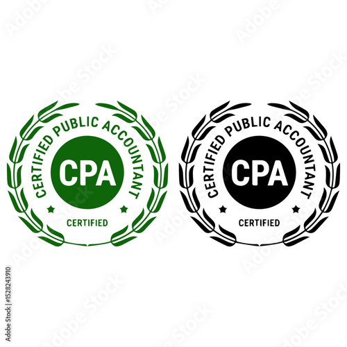 CPA Certified Public Accountant Icon Vector Stamp Black-Green