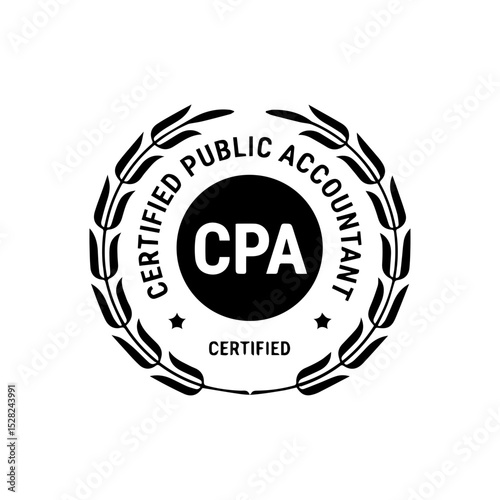 CPA Certified Public Accountant Icon Vector Stamp Black