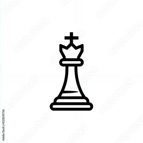 Tall King Chess Piece Silhouette on a Plain Background