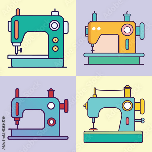 Flat Vector Sewing Machine Illustration Tailoring, Stitching, and Fashion Design Icon