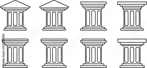 Architectural Column Vector Set Classic Design Minimalist Black and White Art