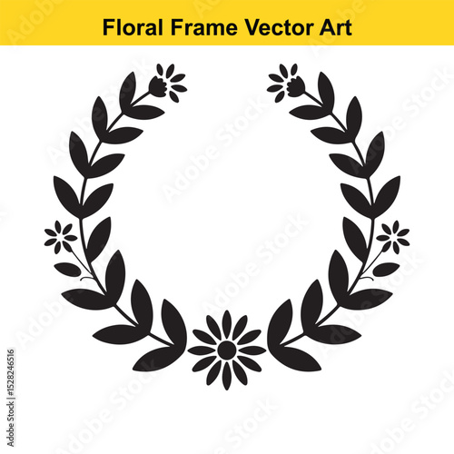 Elegant black and white floral frame vector art
