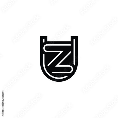 Elegant Alphabet Monogram ZU ZU Logo with Abstract Design