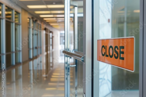 Closed office door background for business meetings
