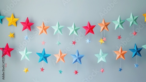 Colorful star garland party decoration backdrop