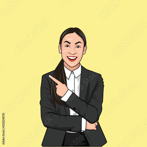 Beautiful young girl in black suit vector illustration