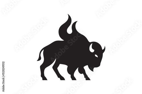 Bison Spirit silhouette vector with white background