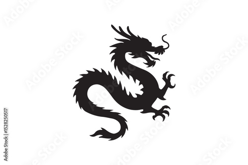 Chinese Dragon silhouette vector with white background