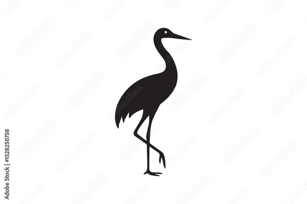 Fototapeta premium Crane Grace silhouette vector with white background
