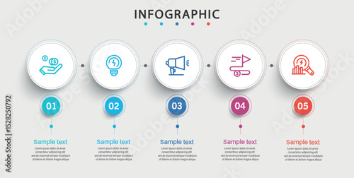 Infographic template with 5 options or steps	
