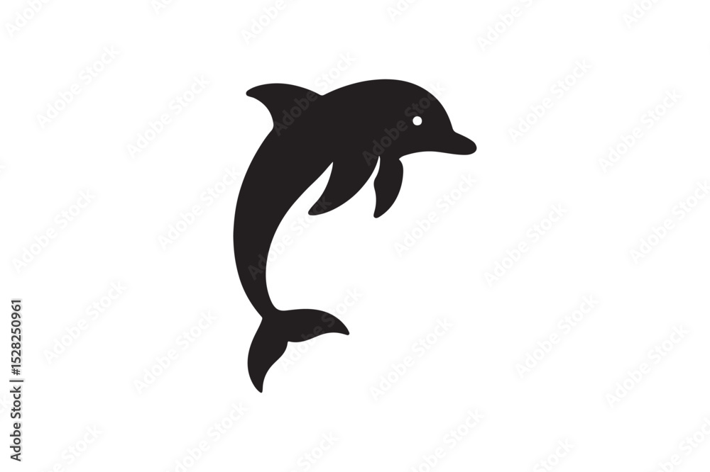 Fototapeta premium Dolphin Jump silhouette vector with white background