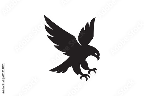 Falcon Strike silhouette vector with white background