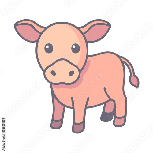 Cute icon of a standing calf with a friendly expression