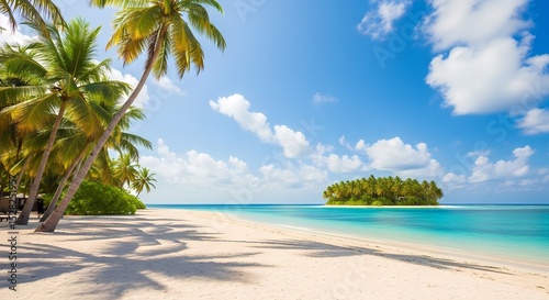 Fototapeta Naklejka Na Ścianę i Meble -  Tropical Paradise: Escape to Serenity on a White Sand Beach