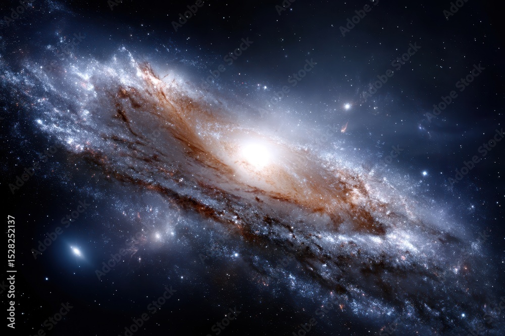 Fototapeta premium Astounding view of a spiral galaxy illuminated by distant stars in deep space
