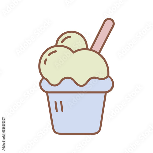 Simple icon of ice cream in a cup with two scoops