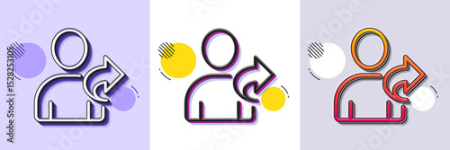 Refer a friend line icon. Halftone dotted pattern. Gradient icon with grain shadow. Share sign. Line refer friend icon. Various designs. Vector