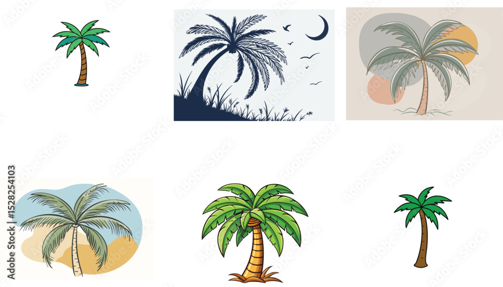 Obraz premium set of palm trees on white